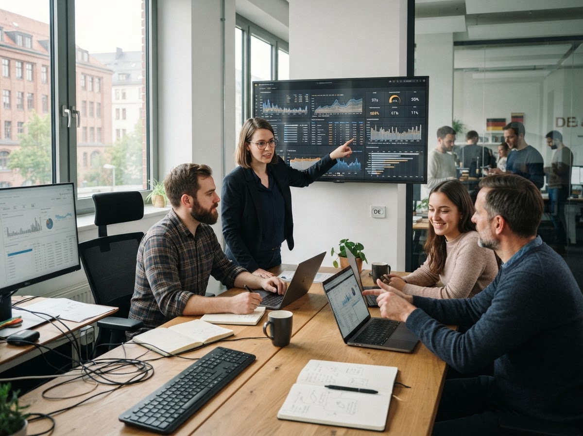 Meronexa Entwicklungsteam bei der Analyse von Marktdaten